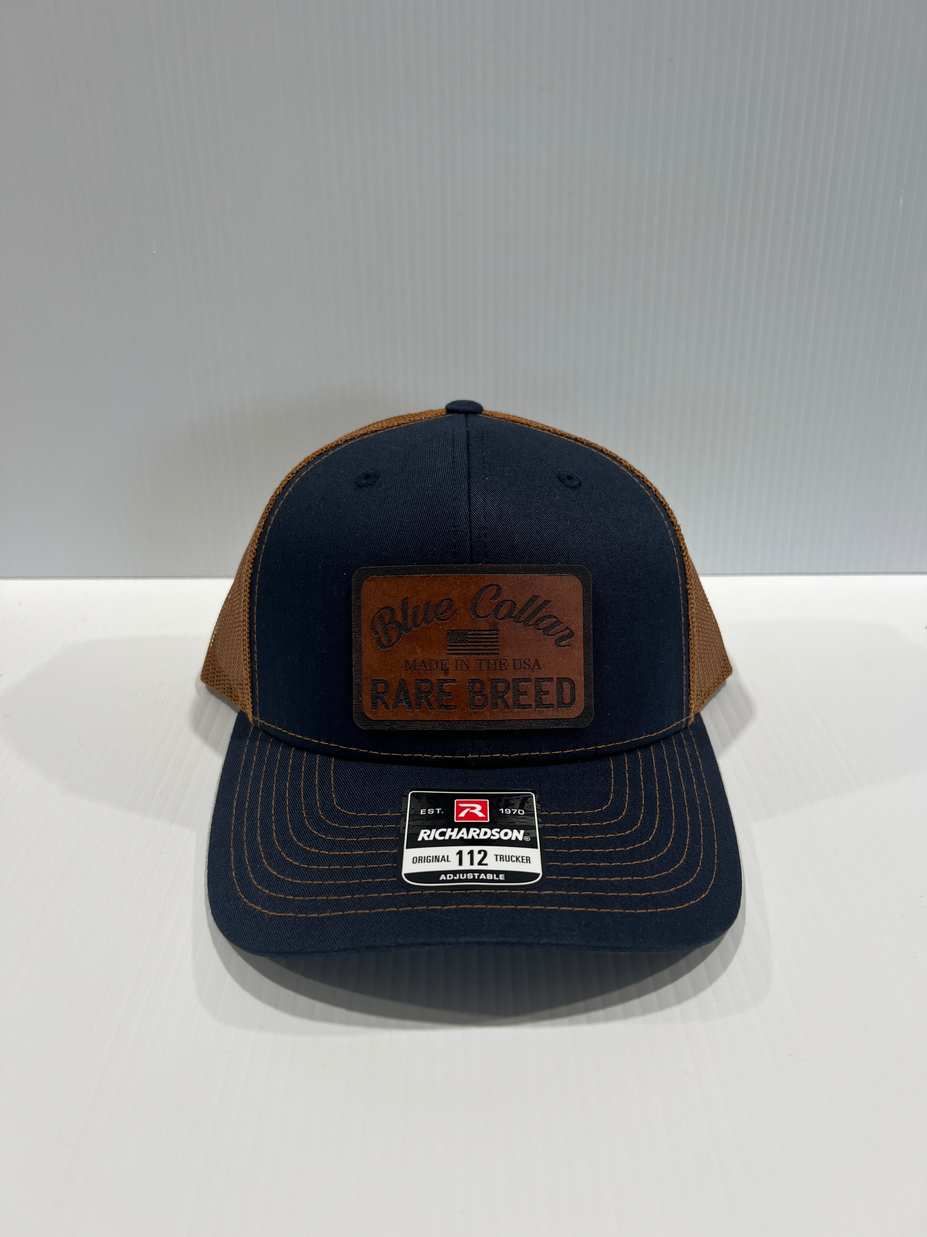 Blue Collar Rare Breed Custom Patch Hat Patch Leather or Leatherette both Laser Engraved