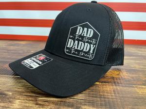 Dad in the Streets and Daddy in the Sheets Leatherette Patch on a Richardson 112 Trucker Hat Baseball Cap