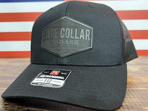 Blue Collar American Hat Design on a Richardson 112 Trucker Hat.