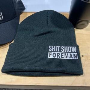 The Hat+Beanie+Tumbler Bundle -  Shit Show Foreman Leatherette Patch Hat on Richardson 112 Trucker Hat