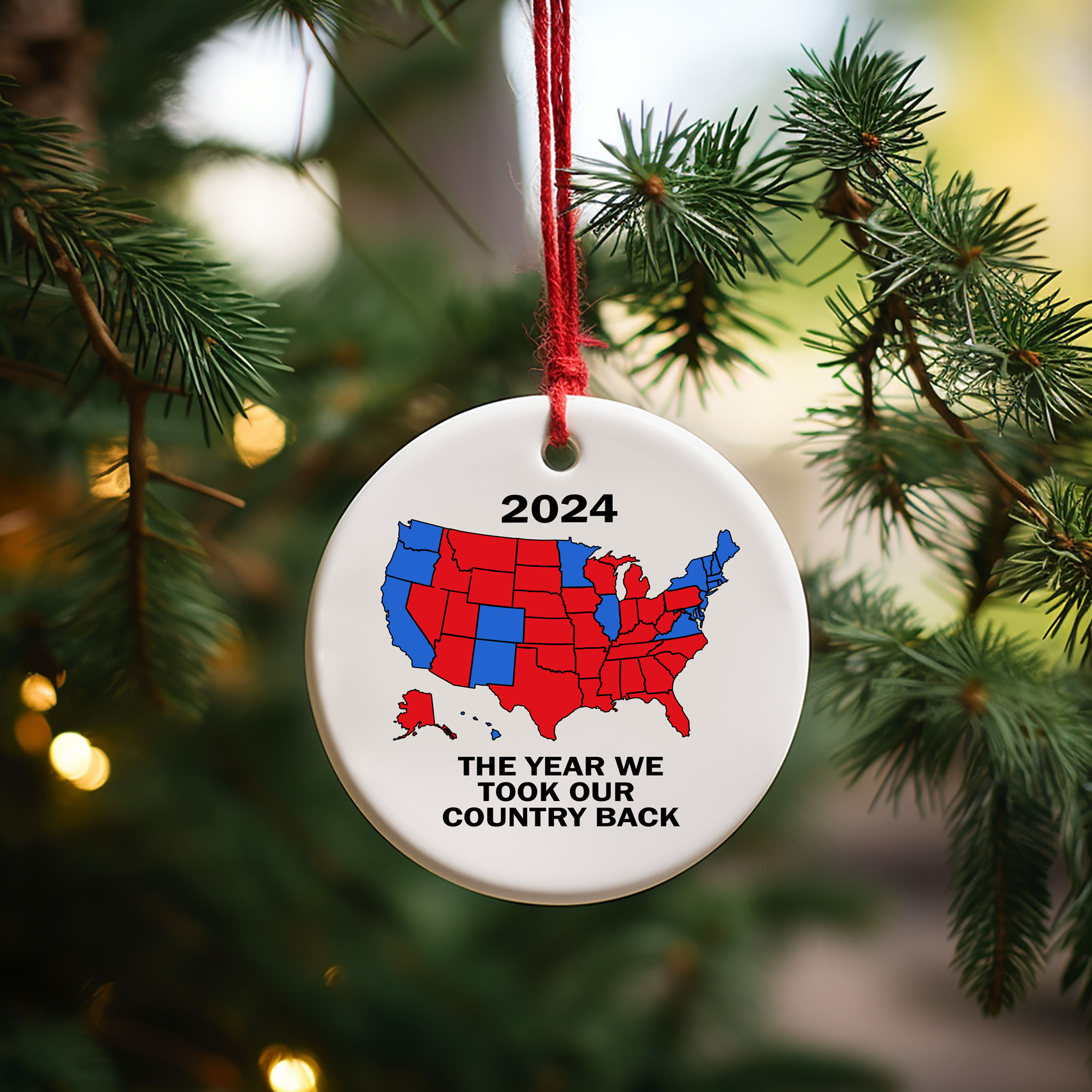 Trump Patriotic Christmas Ornaments UV Printed Porcelain Inch Tree Ornaments