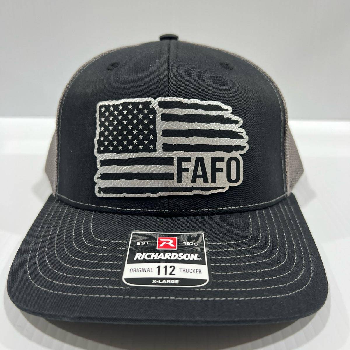 FAFO American Flag Hat Engraved Leatherette Patch on Richardson 112 Tr ...