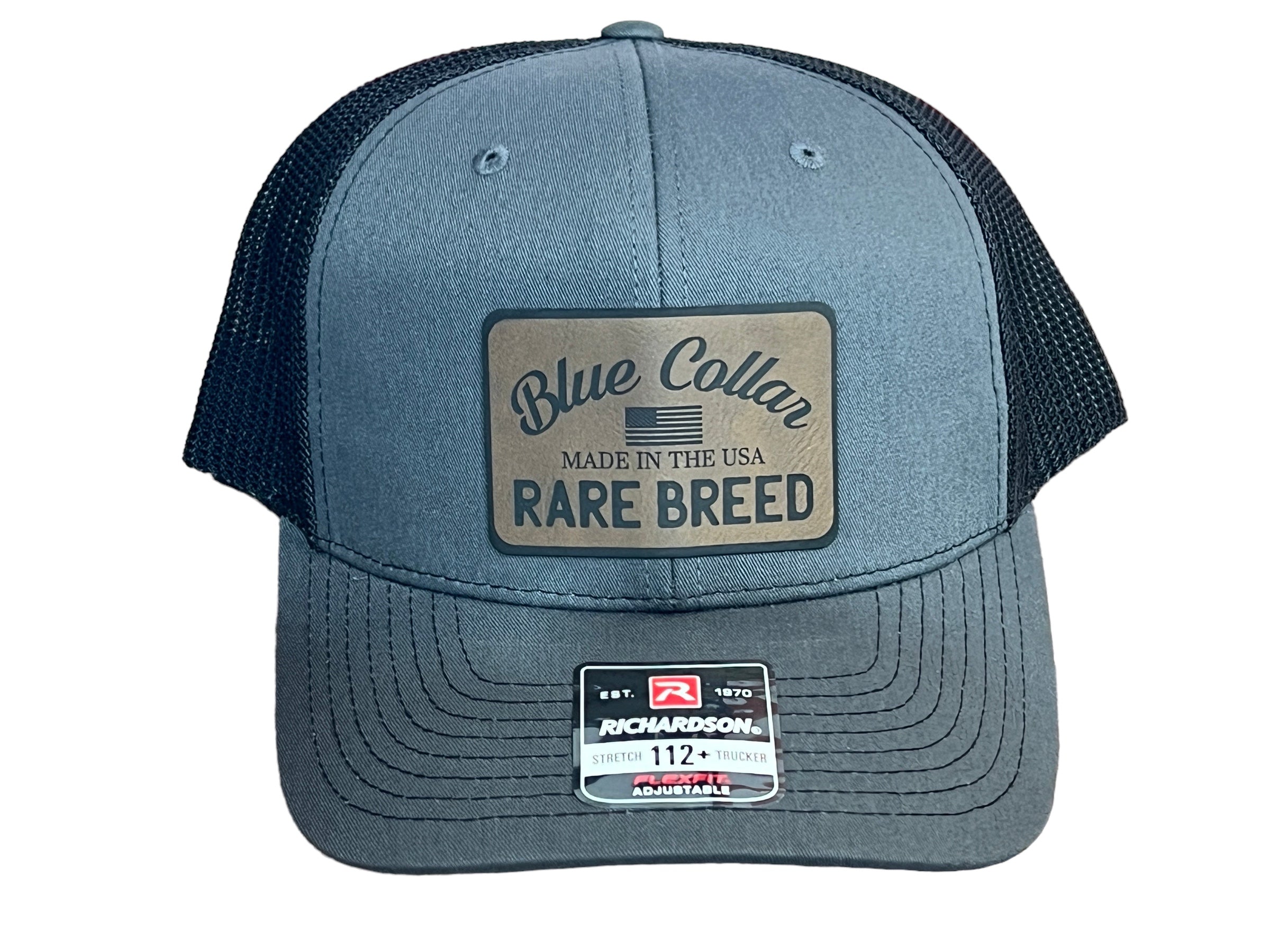 Blue Collar Rare Breed Hat with Custom  Patch on Richardson 112 Trucker Snapback Trucker Hat