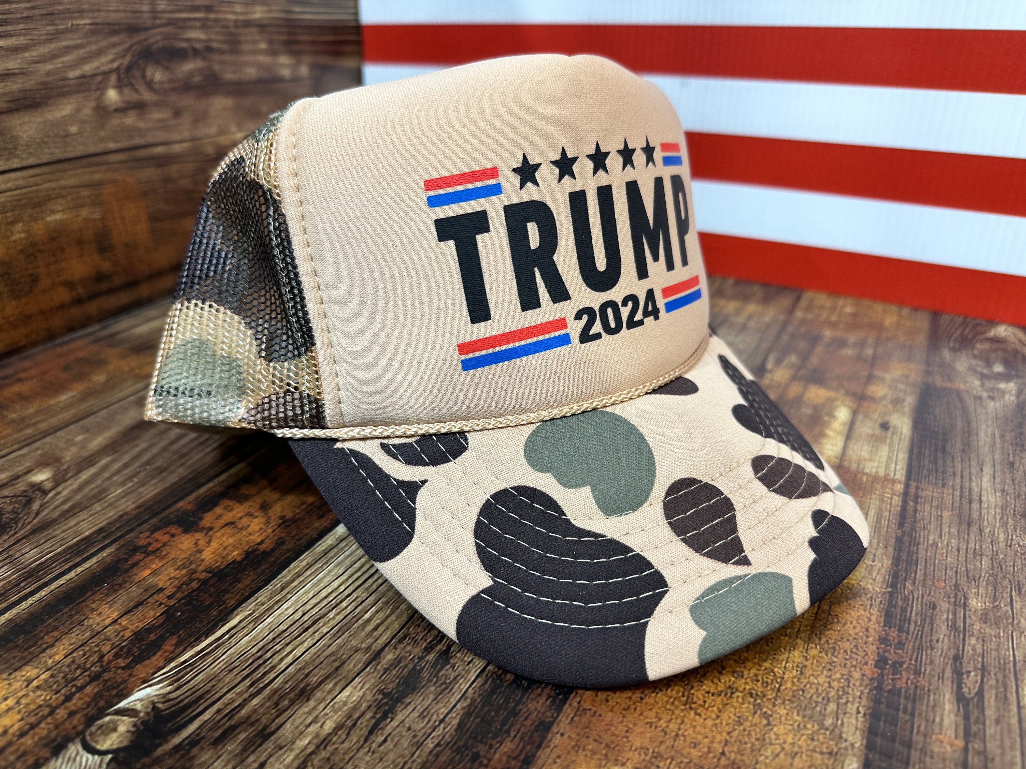 Trump 2024 Foam Camo Trucker Hat Unisex Trucker Hat All 5 Panel