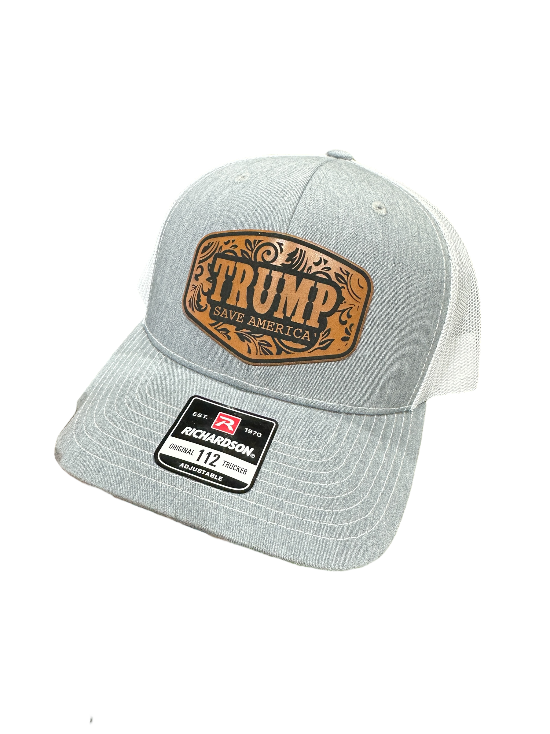 Trump Save America 2024 Trucker Hat Premium Leatherette Patch on Richardson 112 Trucker Hat Patriotic Hat GenX Hat Adult Hat  Unisex