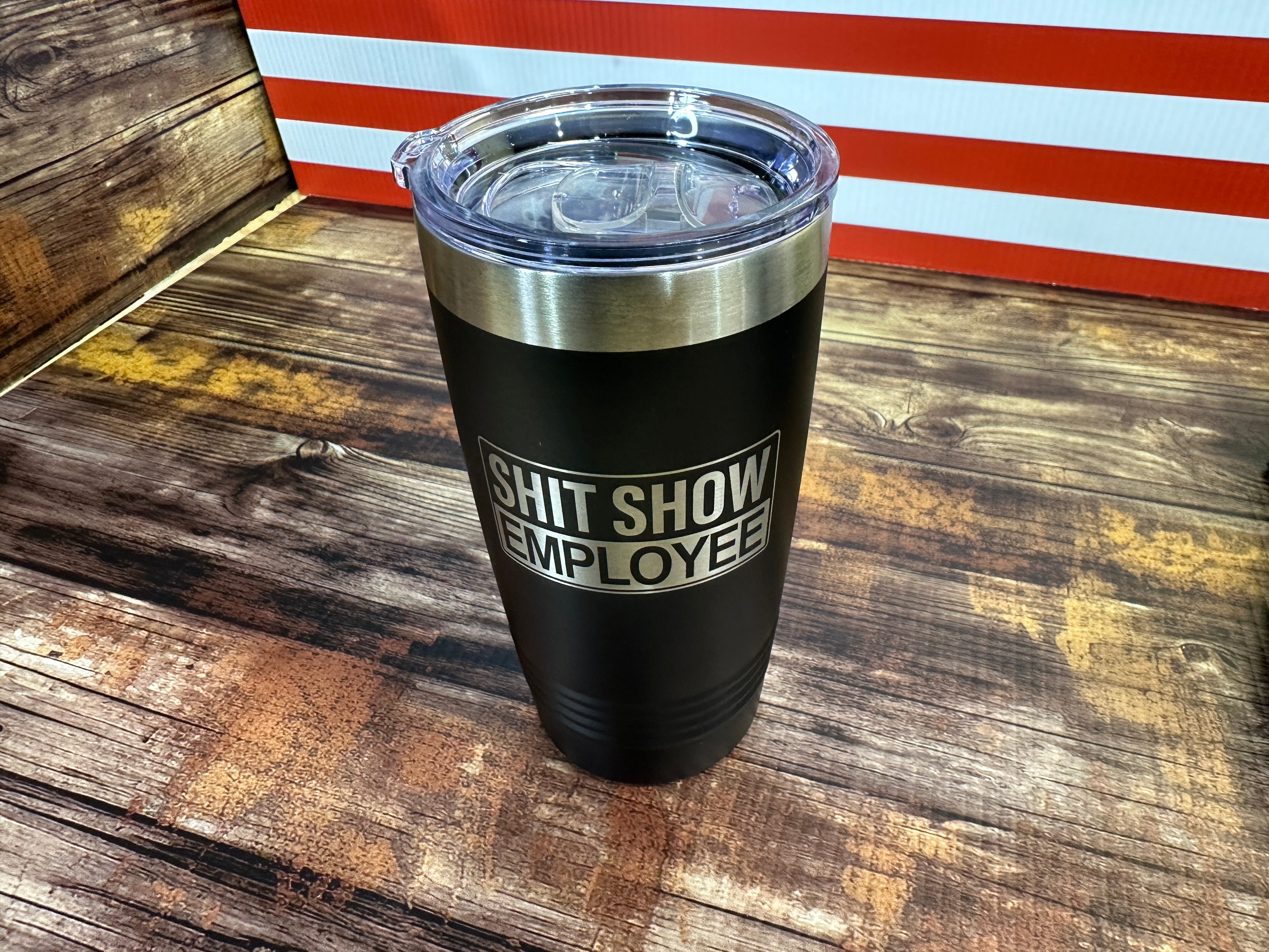 Shit Show Employee Engraved on a Black 20 oz Polar Camel Tumbler Drinkware Flasks Insulation Portable