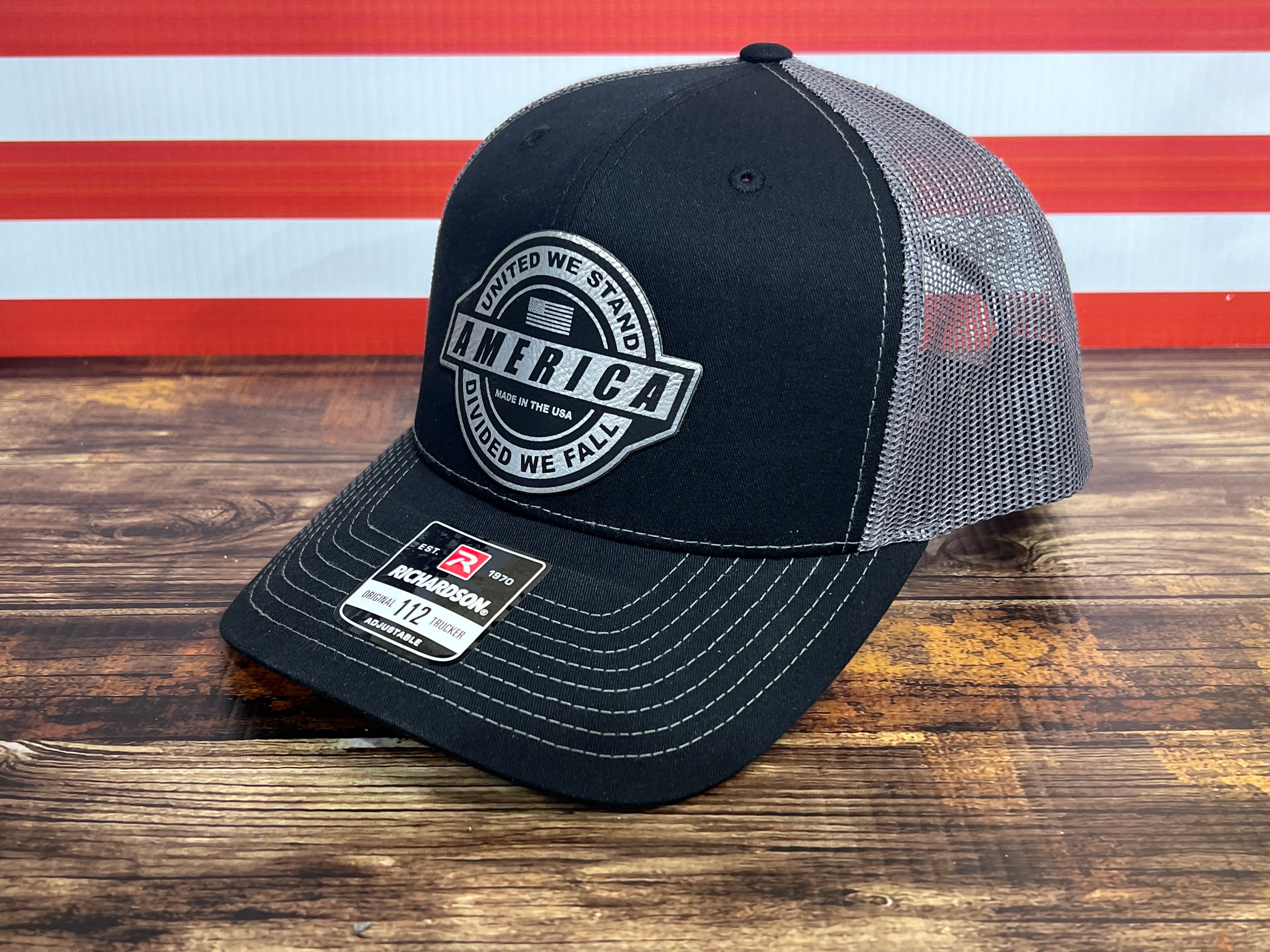 United We Stand Hat Patriotic Custom Hat with a Premium Leatherette Patch! USA Hat