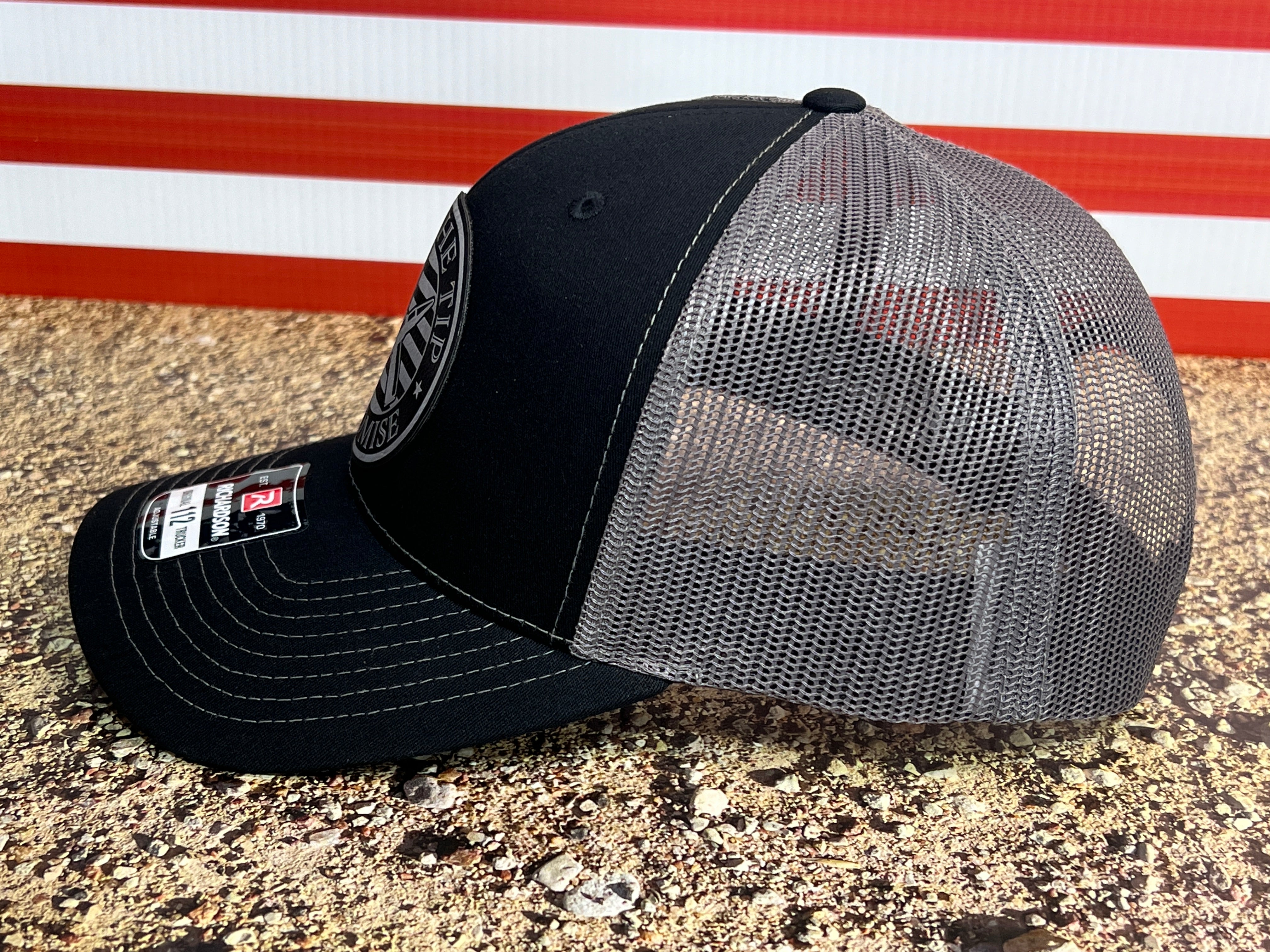 Just the Tip Hat with Premium Leatherette Patch on a Richardson 112 Trucker Hat Second Amendment Hat