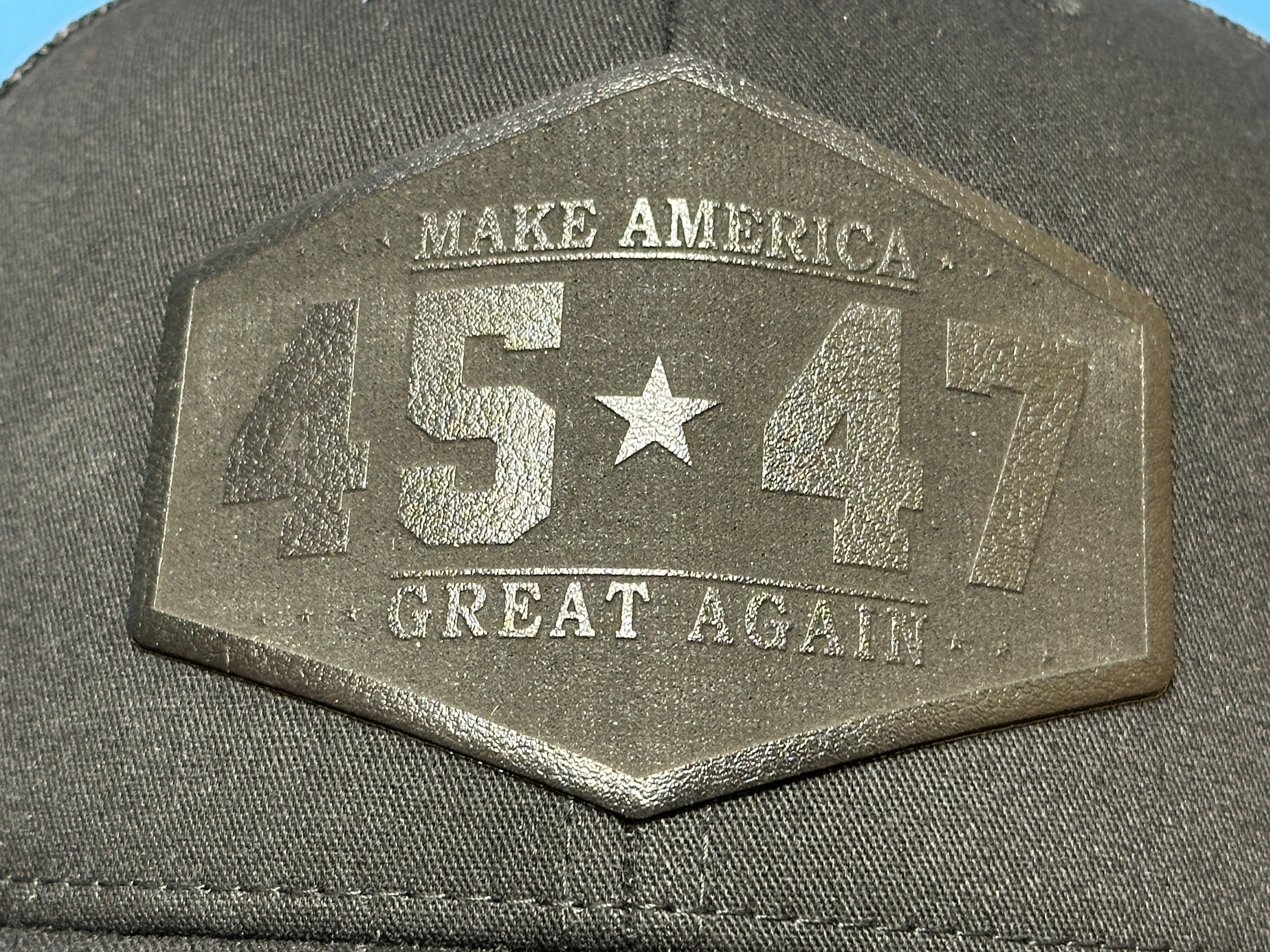 45-47 TRUMP Make America Great Again Trucker Hat Premium Leatherette Patch on Richardson 112 Trucker Hat Patriotic GenX Hat Adult Best Selling Hat - F5 Custom Designs