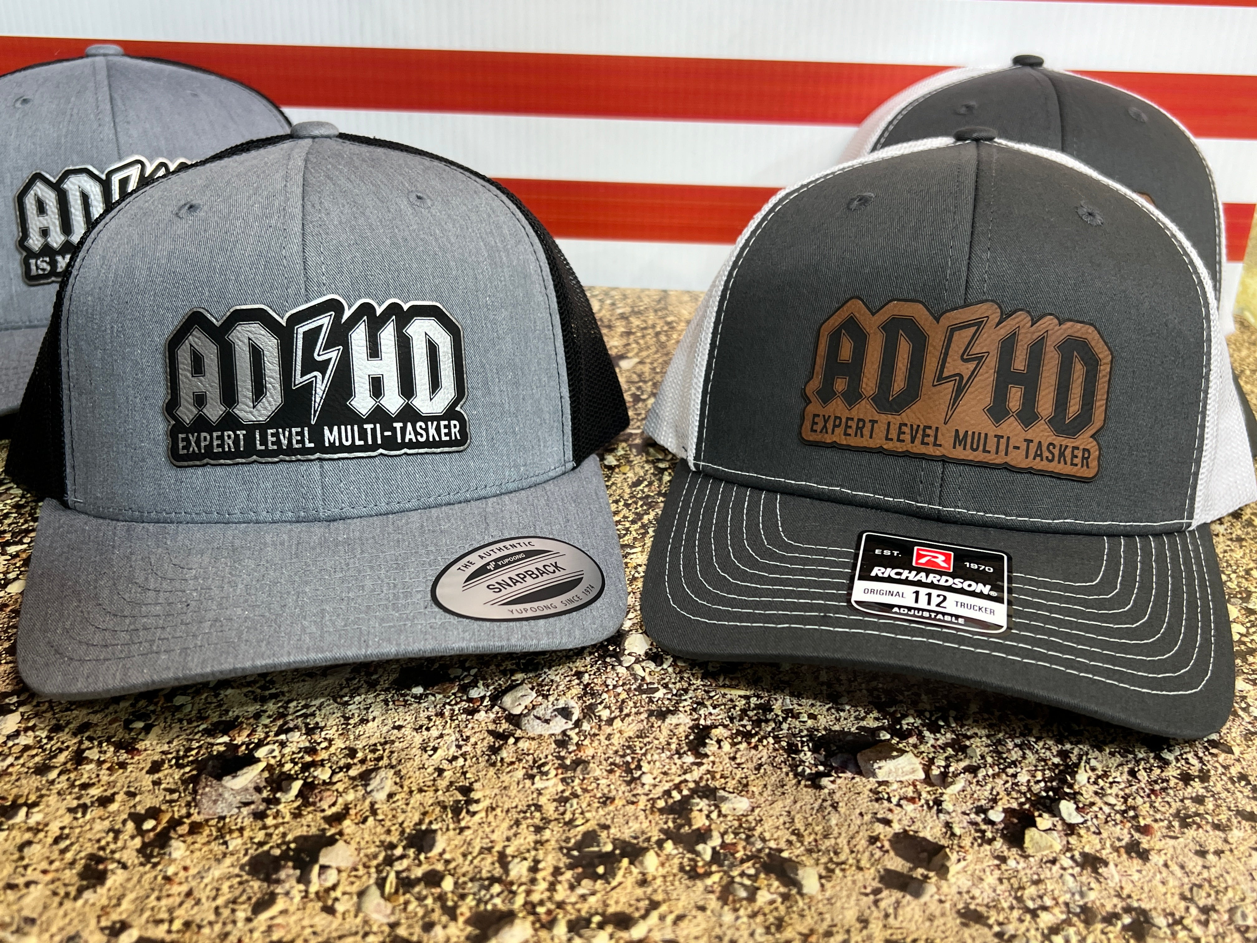 ADHD Hat with Custom Patch Made with Premium Leatherette on a Richardson 112 or Yupoong Classic Hat