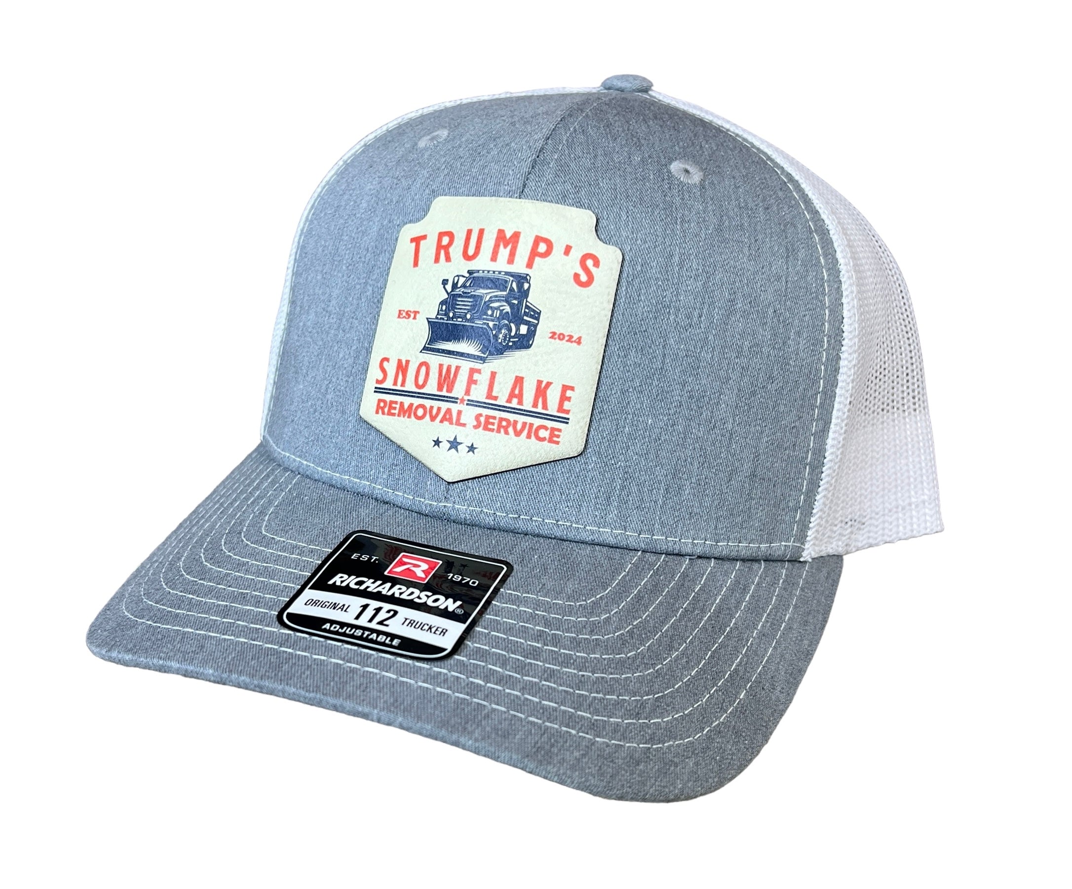 Trump Snowflake Removal Service 2024 Trucker Hat  UV Printed Premium Leatherette