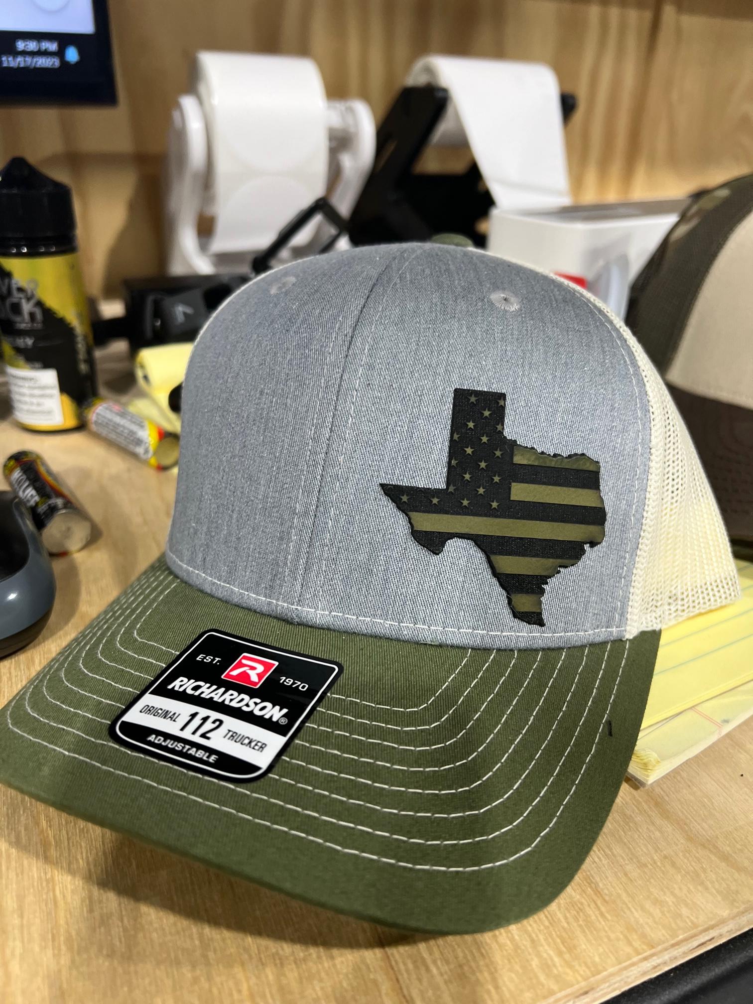 Texas Flag Hat Leatherette Patch on Richardson 112 Snapback