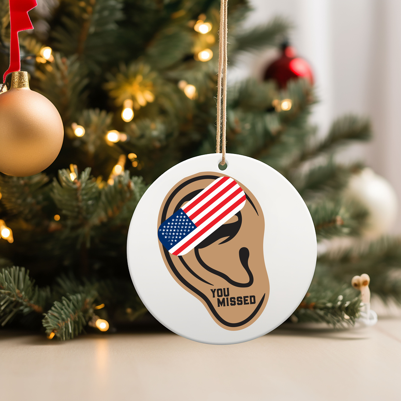 Trump Patriotic Christmas Ornaments UV Printed Porcelain Inch Tree Ornaments