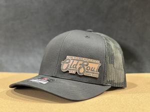 Old Soul Living in a New World Copper Patch on Richardson 112 Trucker Hat - Copper Engraved to black