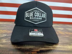 Blue Collar American Hat Design on a Richardson 112 Trucker Hat.