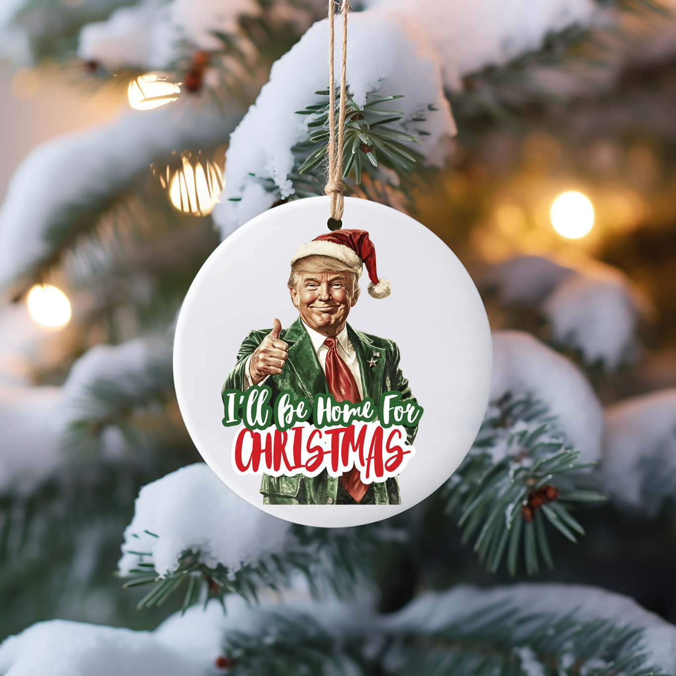 Trump Patriotic Christmas Ornaments UV Printed Porcelain Inch Tree Ornaments